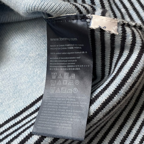 Tommy Hilfiger Cold Shoulder Striped Baby Blue Sweater (size L) - Picture 7 of 8